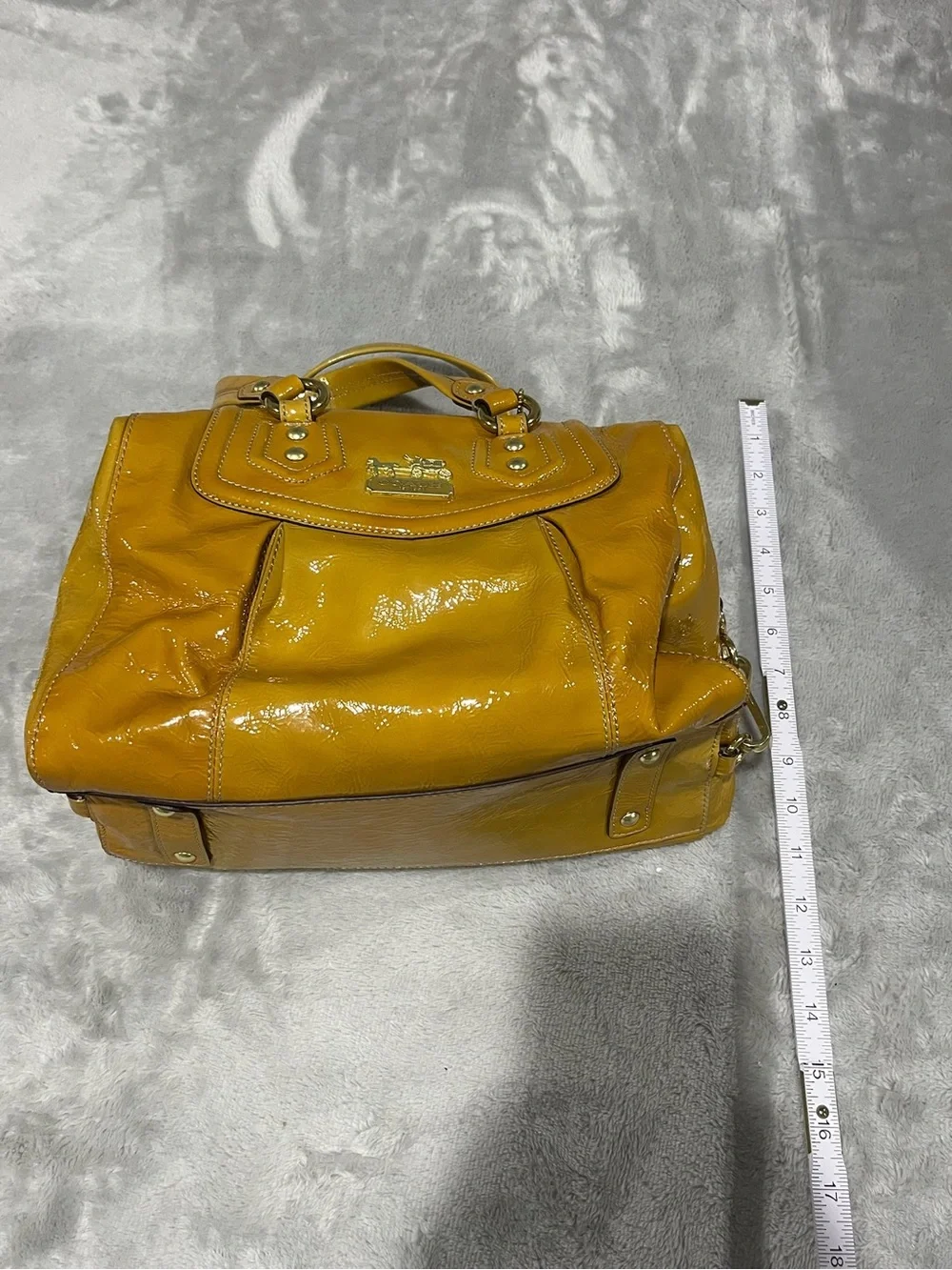 COACH Vintage Ashley Patent Leather Satchel Bag Mustard Yellow EUC